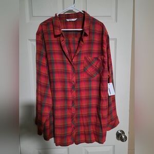 Sonoma Red Plaid Button-Up Shirt